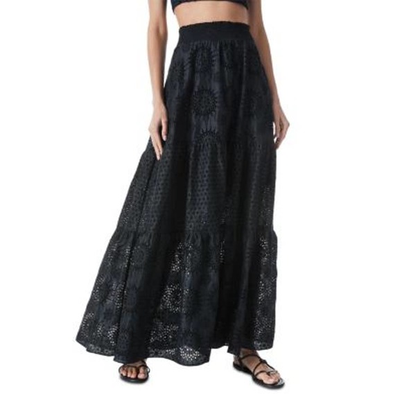 ALICE + OLIVIA Ladies Black Basic Panelled Eyelet Maxi SKirt, "Reise", Size 0